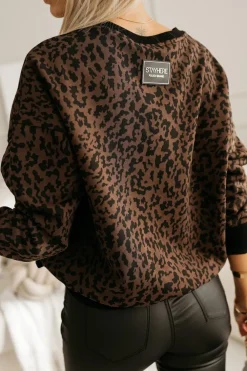 CandyTM BLUZA BAWEŁNIANA JOLIE Z MOTYWEM PANTERKI BRĄZOWO-CZARNA