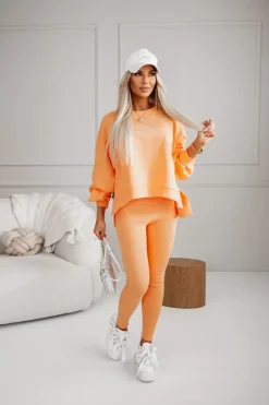 CandyTM BLUZA BAWEŁNIANA MERRY OVERSIZE ASYMETRYCZNA Z ROZCIĘCIAMI PO BOKACH POMARAŃCZOWA