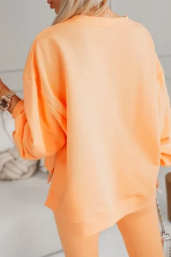 CandyTM BLUZA BAWEŁNIANA MERRY OVERSIZE ASYMETRYCZNA Z ROZCIĘCIAMI PO BOKACH POMARAŃCZOWA