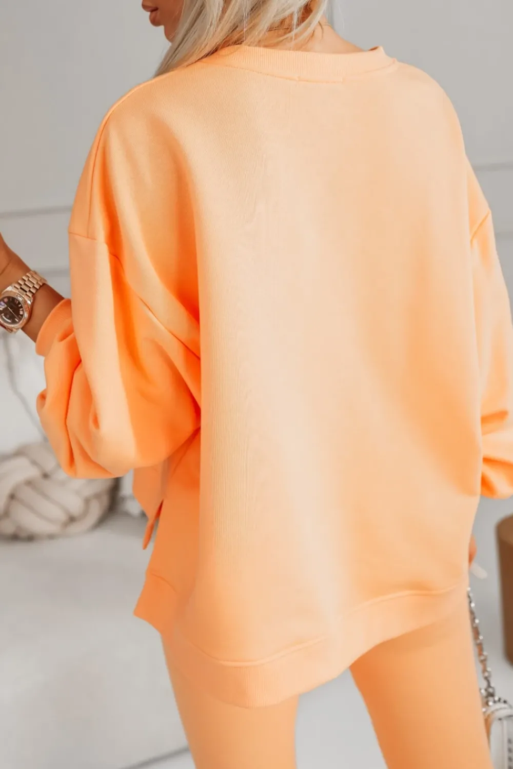 CandyTM BLUZA BAWEŁNIANA MERRY OVERSIZE ASYMETRYCZNA Z ROZCIĘCIAMI PO BOKACH POMARAŃCZOWA