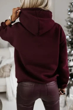 CandyTM BLUZA BAWEŁNIANA OCIEPLANA Z MIKOŁAJEM BURGUNDOWA