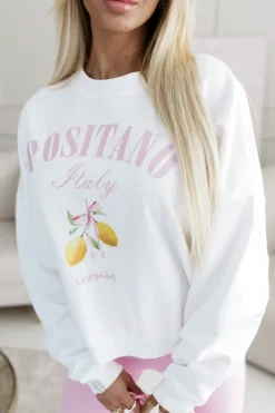 CandyTM BLUZA BAWEŁNIANA Z NAPISEM POSITANO BIAŁA