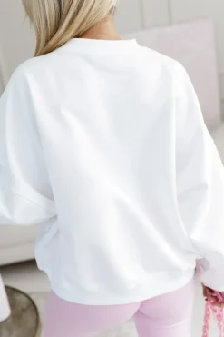 CandyTM BLUZA BAWEŁNIANA Z NAPISEM POSITANO BIAŁA