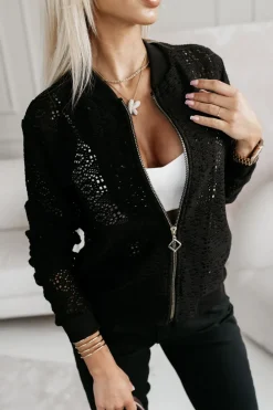 CandyTM BLUZA BOMBERKA HANNAH KORONKOWA CZARNA