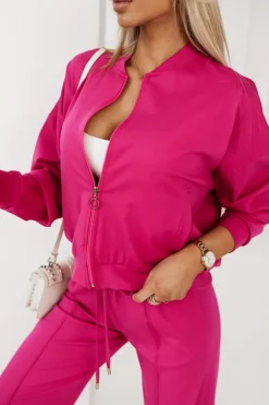 CandyTM BLUZA BOMBERKA REDIAL Z WISKOZY ZAPINANA NA ZAMEK MOCNY RÓŻ