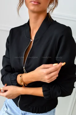 CandyTM BLUZA BOMBERKA ZIP CZARNA