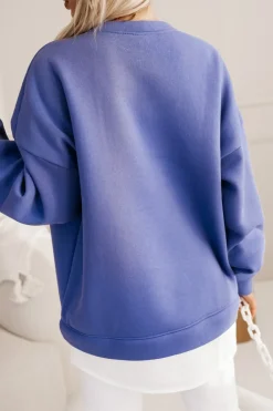 CandyTM BLUZA DRESOWA BAWEŁNIANA OCIEPLANA Z KOSZULOWĄ WSTAWKĄ LAWENDOWA