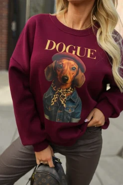 CandyTM BLUZA DRESOWA BAWEŁNIANA OCIEPLANA DOGUE BURGUNDOWA