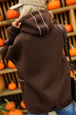 CandyTM BLUZA DRESOWA BAWEŁNIANA Z KAPTUREM ZE ZŁOTYM NAPISEM PARIS CZEKOLADOWA