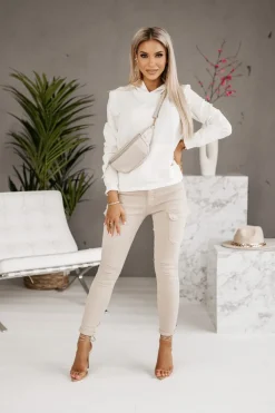 CandyTM BLUZA DRESOWA BAWEŁNIANA Z KAPTUREM ECRU