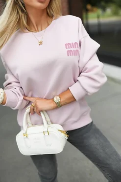 CandyTM BLUZA DRESOWA BAWEŁNIANA Z MINIMALISTYCZNYM NAPISEM PUDROWY RÓŻ