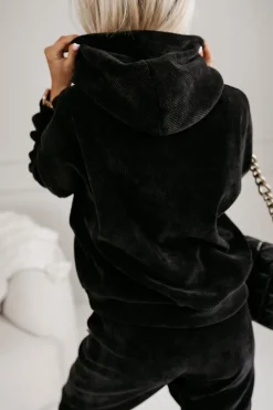 CandyTM BLUZA DRESOWA JIMMY O WARKOCZOWYM SPLOCIE Z KAPTUREM CZARNA