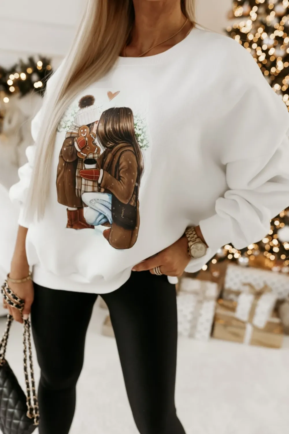 CandyTM BLUZA DRESOWA OCIEPLANA TIGER Z NADRUKIEM BIAŁA