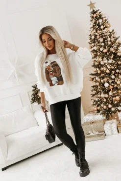 CandyTM BLUZA DRESOWA OCIEPLANA TIGER Z NADRUKIEM BIAŁA