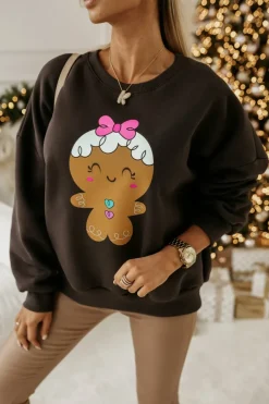 CandyTM BLUZA DRESOWA OCIEPLANA TIGER Z NADRUKIEM PIERNICZEK BRĄZOWA