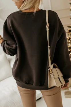 CandyTM BLUZA DRESOWA OCIEPLANA TIGER Z NADRUKIEM PIERNICZEK BRĄZOWA