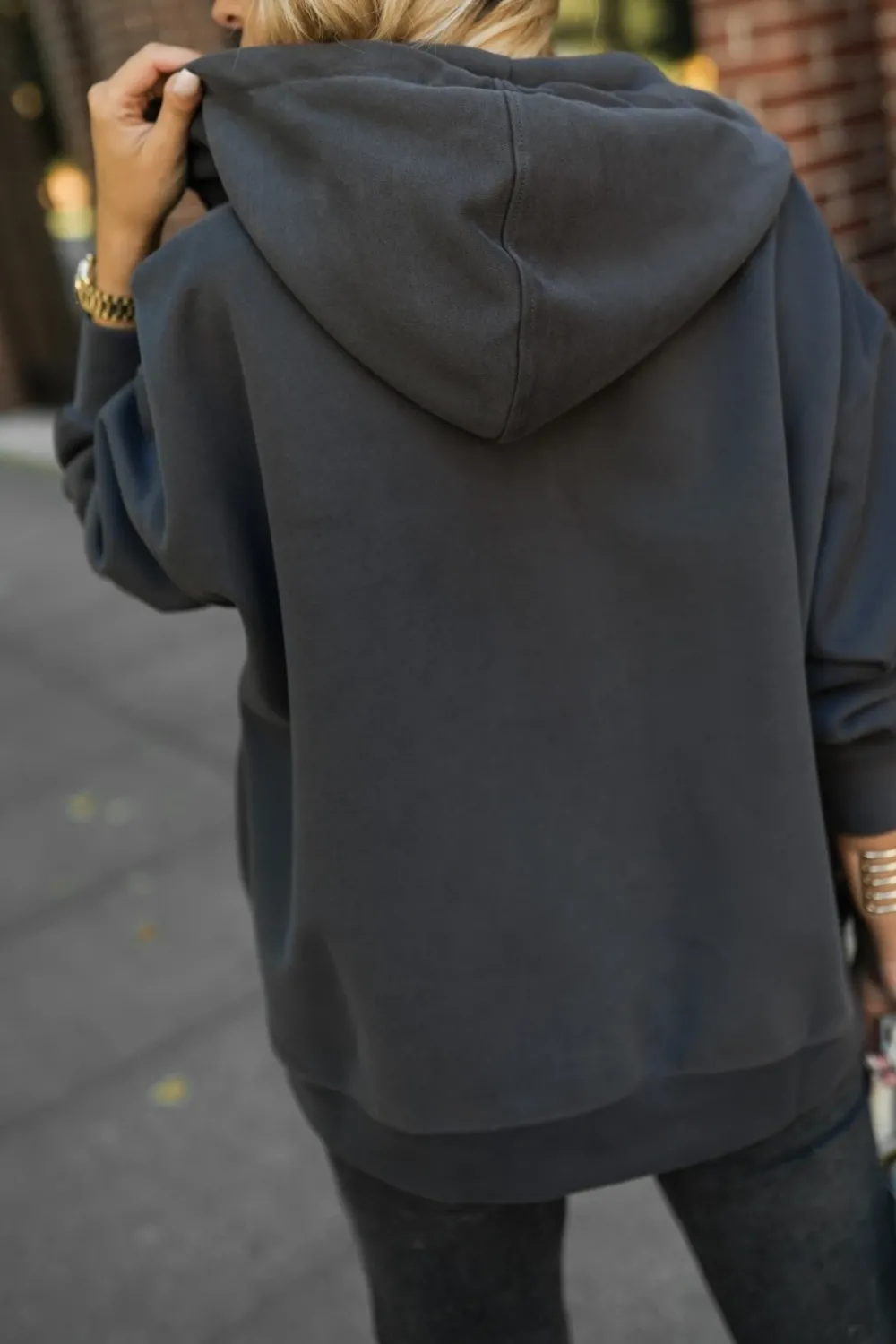 CandyTM BLUZA DRESOWA SMILE ZAPINANA NA SUWAK Z KAPTUREM GRAFITOWA