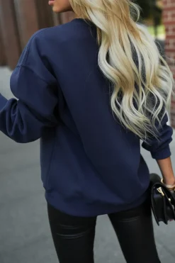 CandyTM BLUZA DRESOWA Z NADRUKIEM PARIS JUST WEEKEND GRANATOWA