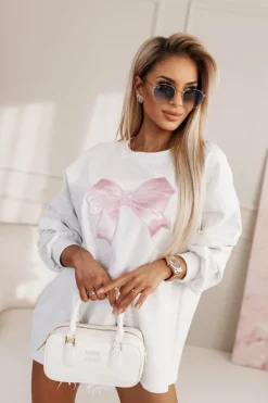 CandyTM BLUZA SUNNY Z RÓŻOWĄ KOKARDĄ SZARA