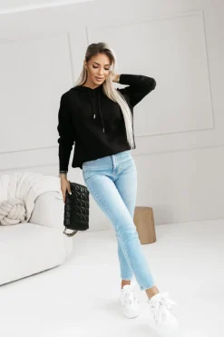 CandyTM BLUZA SWETERKOWA CHARLIE Z KAPTUREM CZARNA