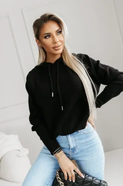 CandyTM BLUZA SWETERKOWA CHARLIE Z KAPTUREM CZARNA