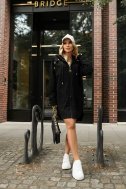 CandyTM BLUZA Z KAPTUREM KATE O KROJU PARKI CZARNA