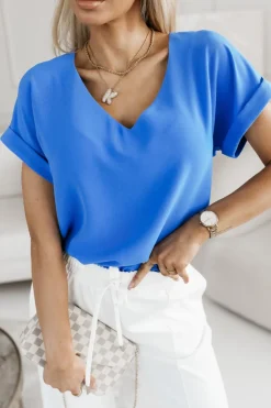 CandyTM BLUZKA AMORE Z DEKOLTEM W SEREK NIEBIESKA