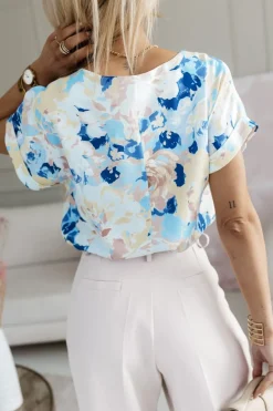 CandyTM BLUZKA AMORE Z DEKOLTEM W SEREK BŁĘKITNO-ŻÓŁTA