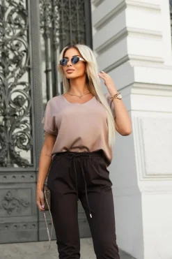 CandyTM BLUZKA AMORE Z DEKOLTEM W SEREK JASNY BRĄZ