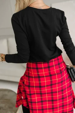 CandyTM BLUZKA BAWEŁNIANA BASIC Z DŁUGIM RĘKAWEM Z OKRĄGŁYM DEKOLTEM CZARNA