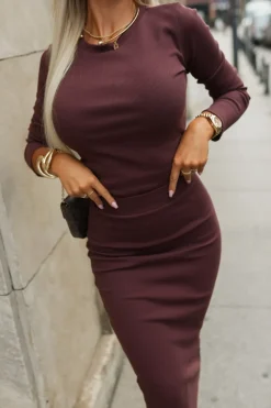 CandyTM BLUZKA BAWEŁNIANA BASIC Z PRĄŻKOWANEGO MATERIAŁU BRĄZOWA