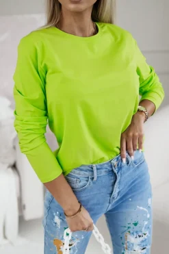 CandyTM BLUZKA BAWEŁNIANA BASIC Z OKRĄGŁYM DEKOLTEM LIMONKOWA