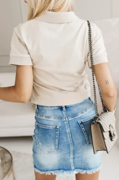 CandyTM BLUZKA BAWEŁNIANA POLO Z KOŁNIERZYKIEM BEŻOWA