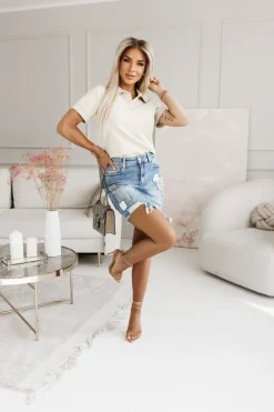 CandyTM BLUZKA BAWEŁNIANA POLO Z KOŁNIERZYKIEM BEŻOWA