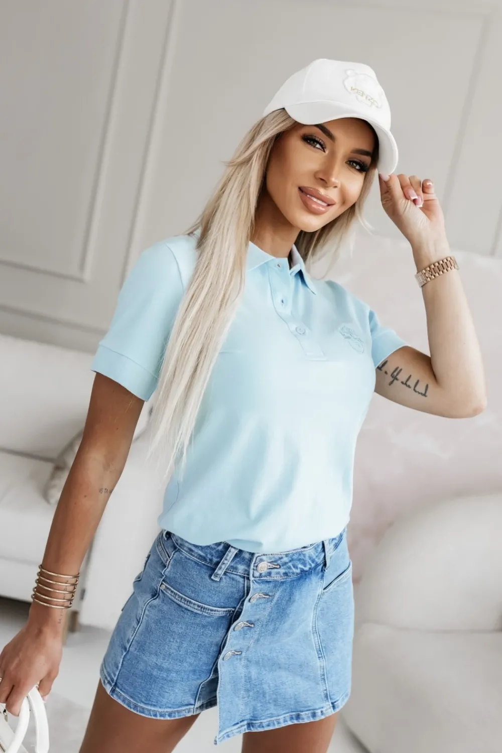 CandyTM BLUZKA BAWEŁNIANA POLO Z KOŁNIERZYKIEM NIEBIESKA