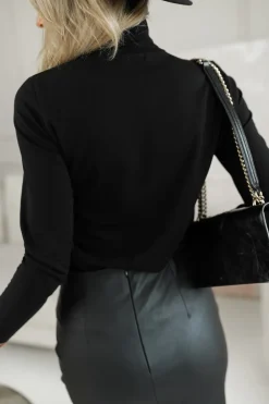 CandyTM BLUZKA BAWEŁNIANA Z PÓŁGOFLEM CZARNA