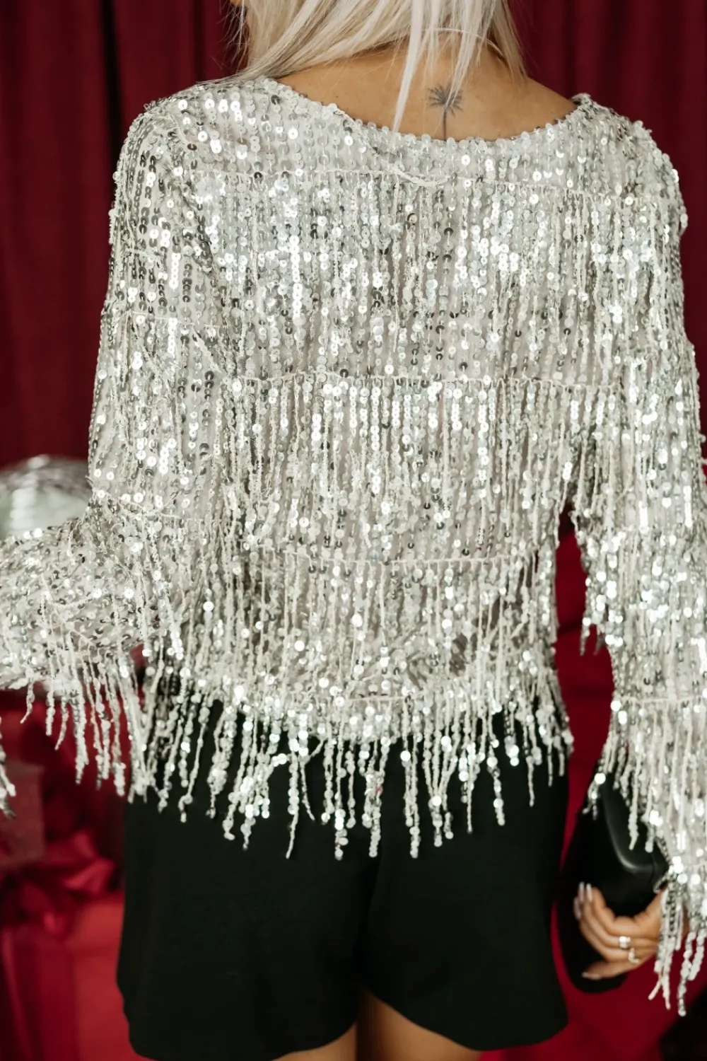 CandyTM BLUZKA CEKINOWA GIORGIA Z FRĘDZLAMI BEŻOWA