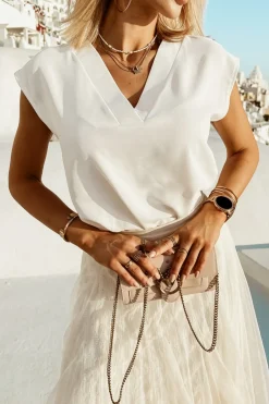 CandyTM BLUZKA CLASSIC Z DEKOLTEM W SEREK BIAŁA