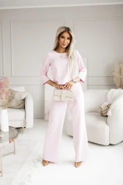 CandyTM BLUZKA ELEGANCKA SIMPLE Z RĘKAWEM 3/4 PUDROWY RÓŻ
