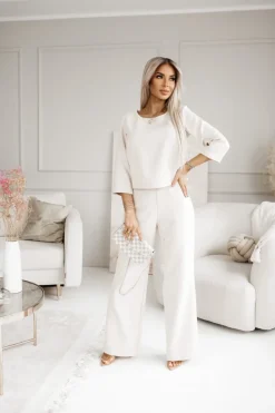 CandyTM BLUZKA ELEGANCKA SIMPLE Z RĘKAWEM 3/4 BEŻOWA