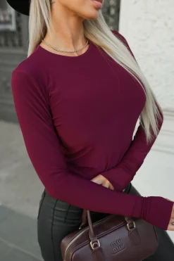 CandyTM BLUZKA HELEN BASIC Z DŁUGIM RĘKAWEM BURGUNDOWA