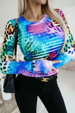 CandyTM BLUZKA HELEN BASIC Z DŁUGIM RĘKAWEM MULTIKOLOROWA