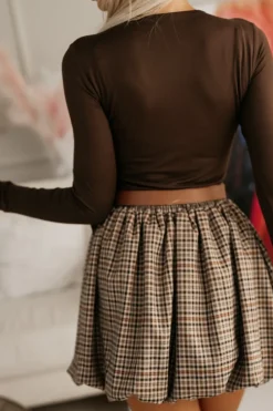 CandyTM BLUZKA HELEN BASIC Z DŁUGIM RĘKAWEM CZEKOLADOWA