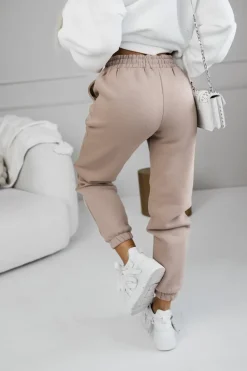 CandyTM SPODNIE DRESOWE ELISABETH OCIEPLANE Z GUMĄ W PASIE BEŻOWE