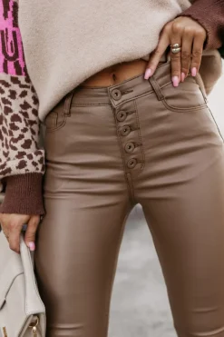 CandyTM SPODNIE WOSKOWANIE BUTTONS BRĄZOWE