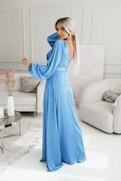 CandyTM SUKIENKA MAXI OPHELIA Z KOPERTOWYM DEKOLTEM NIEBIESKA