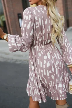 CandyTM SUKIENKA RIMINI PRZED KOLANO Z KOPERTOWYM DEKOLTEM BEŻOWO-ECRU