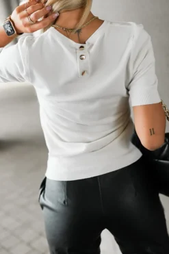 CandyTM WISKOZOWY SWETEREK Z KRÓTKIM RĘKAWEM BEŻOWY